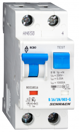 Echipamente Schrack - Intreruptor automat+diferential, B10/30mA,10kA,tip A/G,1P+N
