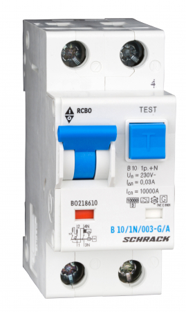 Echipamente Schrack - Intreruptor automat+diferential, B13/30mA, 10kA,tip A/G,1P+N