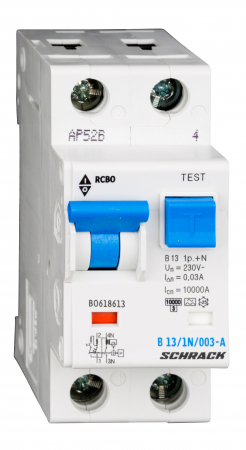 Echipamente Schrack - Intreruptor automat+diferential, B16/30mA, 10kA, tip A, 1P+N