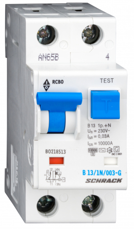 Echipamente Schrack - Intreruptor automat+diferential, B16/30mA,10kA,tip AC/G,1P+N