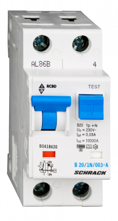 Echipamente Schrack - Intreruptor automat+diferential, B25/30mA, 10kA, tip A, 1P+N