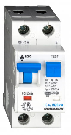Echipamente Schrack - Intreruptor automat+diferential, C10/300mA, 10kA, tip A,1P+N