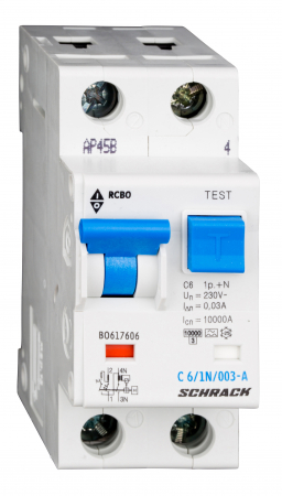 Echipamente Schrack - Intreruptor automat+diferential, C10/30mA, 10kA, tip A, 1P+N