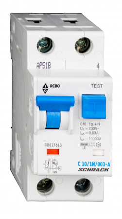Echipamente Schrack - Intreruptor automat+diferential, C13/30mA, 10kA, tip A, 1P+N