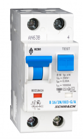 Echipamente Schrack - Intreruptor automat+diferential, C16/10mA, 10kA, tip A, 1P+N