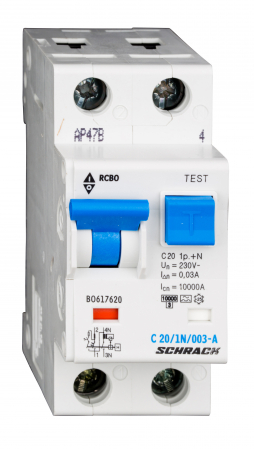 Echipamente Schrack - Intreruptor automat+diferential, C25/30mA, 10kA, tip A, 1P+N
