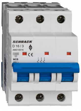 3 Poli - Intreruptor automat modular (MCB) AMPARO 10kA, D 20A, 3 poli