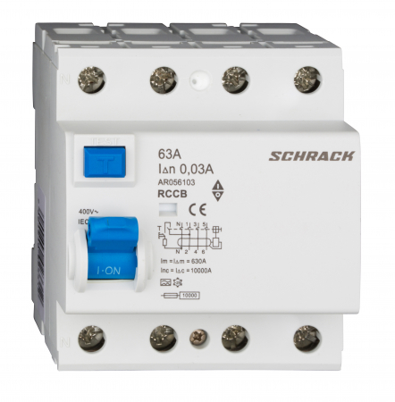 Echipamente Schrack - Intreruptor dif. AMPARO (10kA), 63A, 4-poli, 300mA, tip A