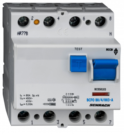 3 Poli + nul - Intreruptor diferential 80A 4poli 300mA