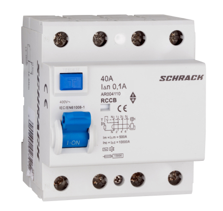 Echipamente Schrack - Intreruptor diferential AMPARO (10kA), 40A, 4-poli, 300mA