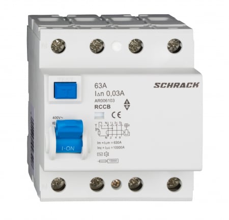 Echipamente Schrack - Intreruptor diferential AMPARO (10kA), 63A, 4-poli, 100mA