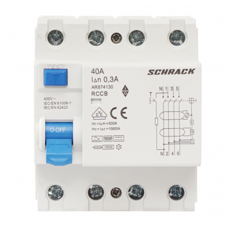 Echipamente Schrack - Intreruptor diferential AMPARO 10kA, 63A, 4p , 30mA, tip B