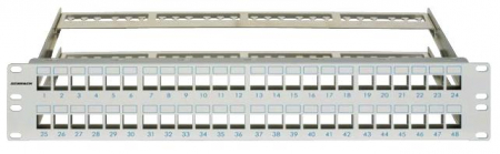 Echipamente Schrack - Patchpanel pt. 48 module TOOLLESS LINE, 2UH, 19", RAL7035