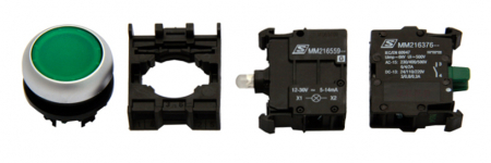 Echipamente Schrack - Set complet buton comanda iluminat verde 24V