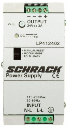 Echipamente Schrack - Sursa de alim. in comutatie 1f., 230VCA/12VCC, 5A la 50°C