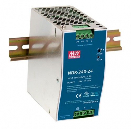 Surse de alimentare - NDR-240-24, Sursa de alimentare MeanWell, pentru sina DIN,slim, 240W, 24VDC, 10A