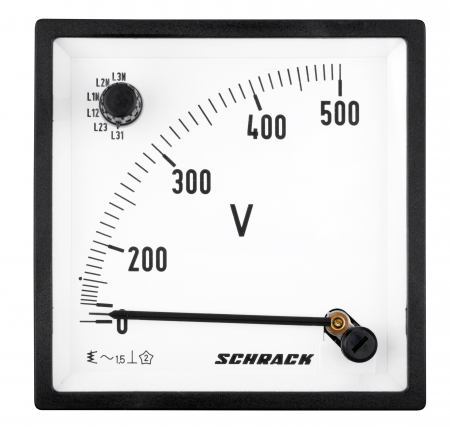 Echipamente Schrack - Voltmetru 96*96mm, 500V, AC+ comutator voltmetric