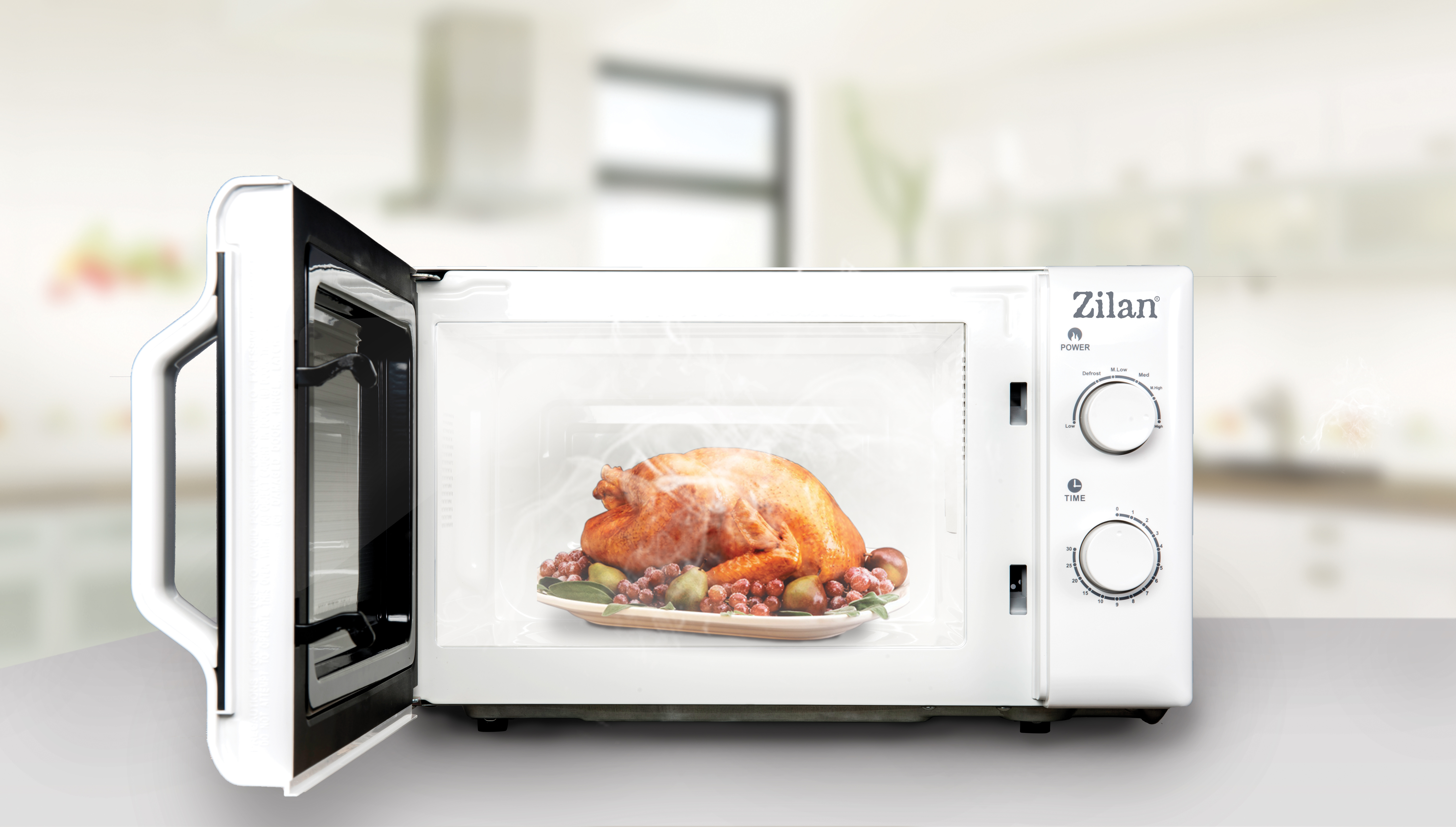 Cuptor cu microunde ZILAN Alb ZLN1174, capacitate 20 l, 700 W, , [3]