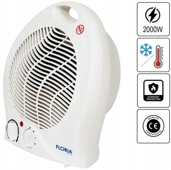 Aeroterma Floria ZLN6171, Alb Putere 2000W, 2 nivele de incalzire+rece, Protectie supraincalzire, Termostat reglabil, [4]