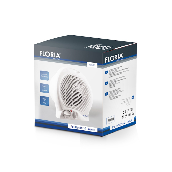 Aeroterma Floria ZLN6171, Alb Putere 2000W, 2 nivele de incalzire+rece, Protectie supraincalzire, Termostat reglabil, [2]