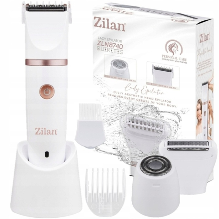 Aparat de epilat Zilan ZLN8740 Alb, 3 capete de epilare, 3 nivele de taiere, perie pentru curatare [12]
