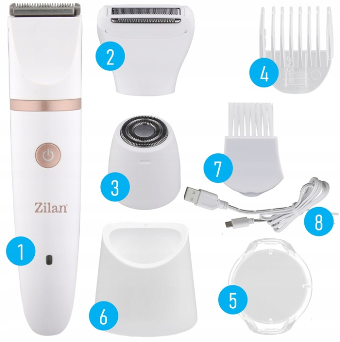Aparat de epilat Zilan ZLN8740 Alb, 3 capete de epilare, 3 nivele de taiere, perie pentru curatare [10]
