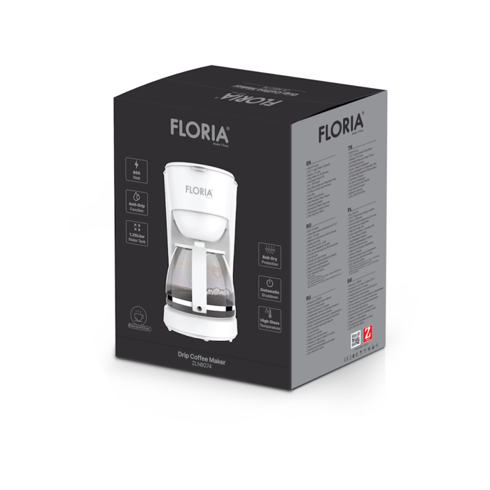 Aparat de facut cafea Floria ZLN9274 Alb, putere 600W, oprire automata, vas de 1.2 litrii [2]