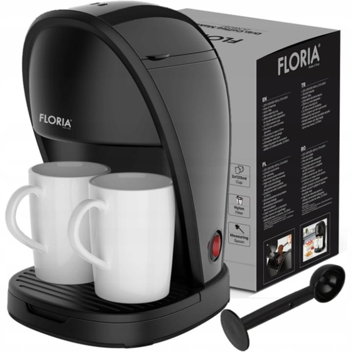 Aparat de facut cafea Floria ZLN9297, filtru de nailon, cupa pentru masurat, 2 cesti incluse, Negru [9]