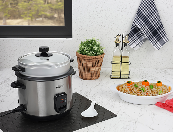 Aparat de gatit Zilan ZLN9570 2 in 1 pentru gatit orez si alimente la abur, capacitate 1.5L, 500W, sistem anti-alunecare [3]