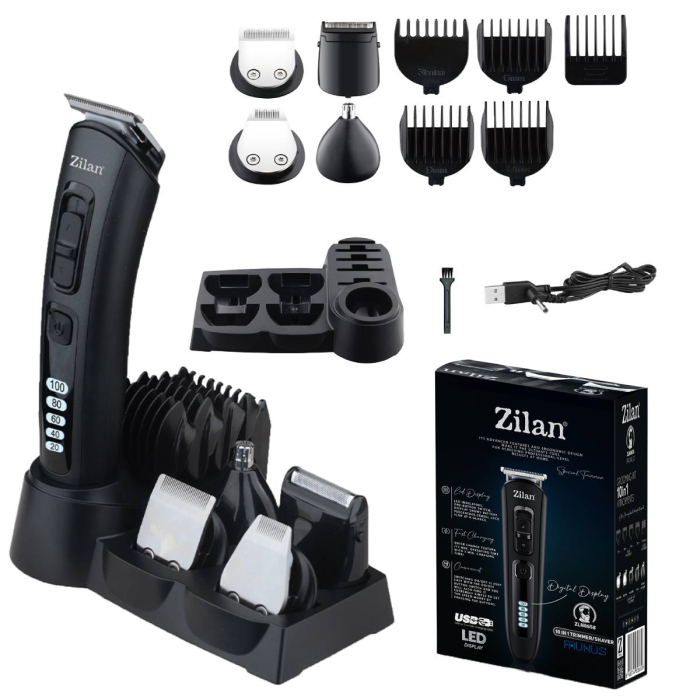 Aparat de tuns 10 in 1 Zilan ZLN5919 Uranus, Capete detasabile, Pentru toate zonele corpului, afisaj LED [1]