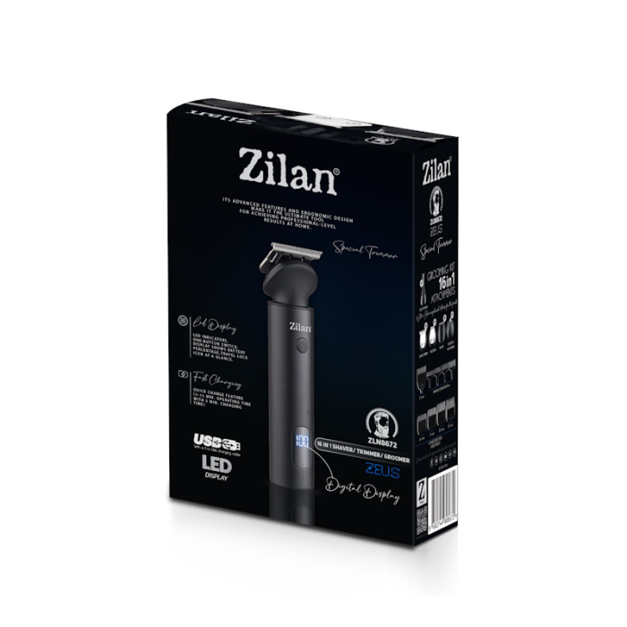 Aparat de tuns ZIlan ZLN8672, autonomie de 140-170 de minute, 6 capete diferite si 7 nivele de tundere [17]