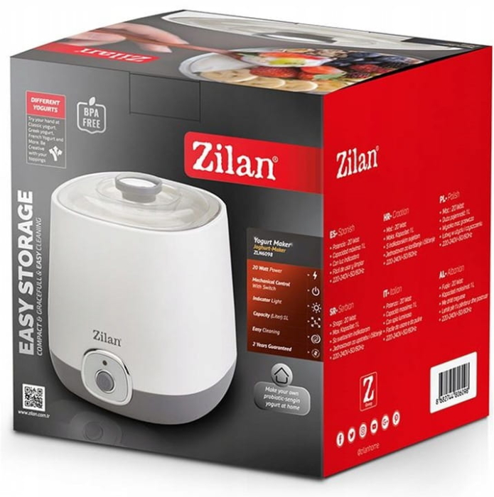 Aparat pentru facut iaurt, Zilan ZLN6098 Alb, indicator luminos, capacitate 1L [5]