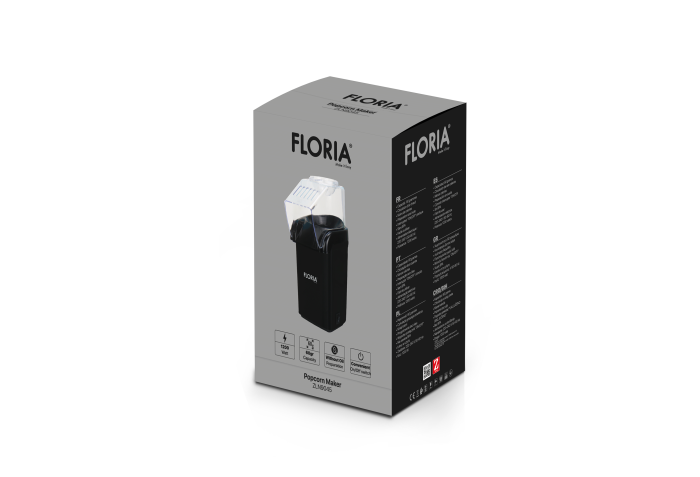 Aparat pentru facut popcorn Floria ZLN9045, BPA FREE, capacitate 60 de grame, 1200W, Negru [2]
