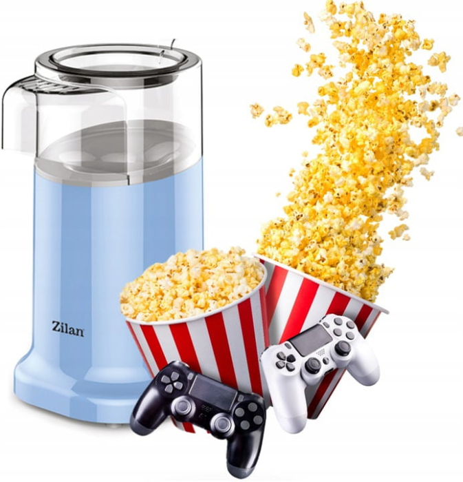 Aparat Pentru Popcorn Zilan ZLN3147, Putere 1200W, sistem cu jet de aer cald, Bleu [4]