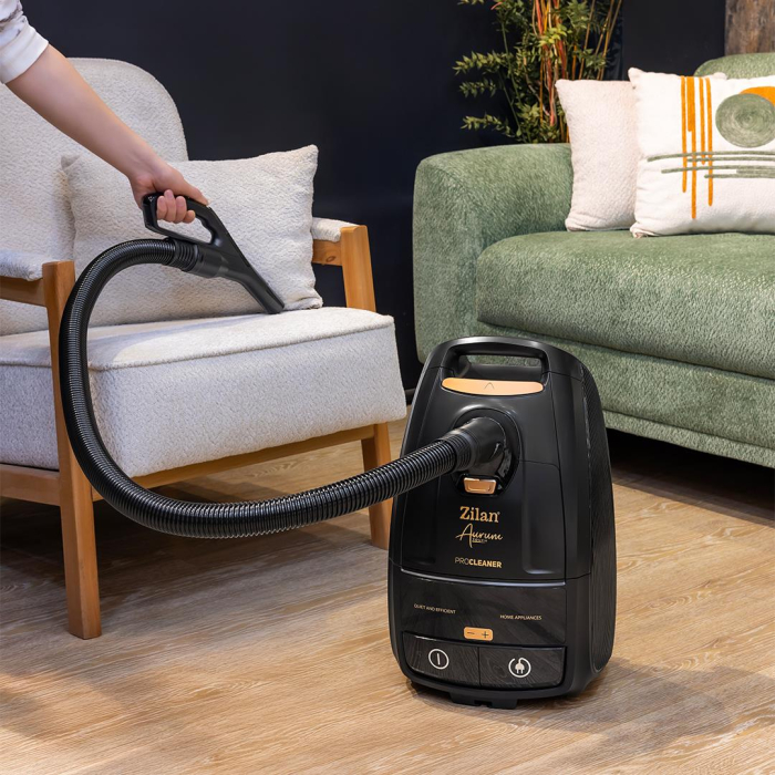 Aspirator cu sac Aurum Zilan ZLN4500, Putere 2400W, Capacitate 5L, Motor din cupru, Furtun pivotant 360°, Telecomanda, Afisaj digital [4]