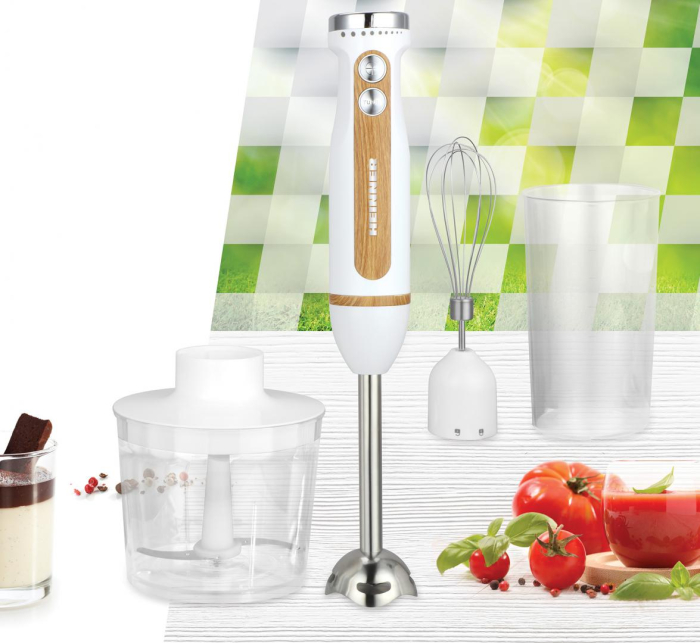 Blender de mana Heinner Bestmix HB-DC600WH, 600 w, viteza variabila+turbo, tel din inox, lame din inox, alb [2]