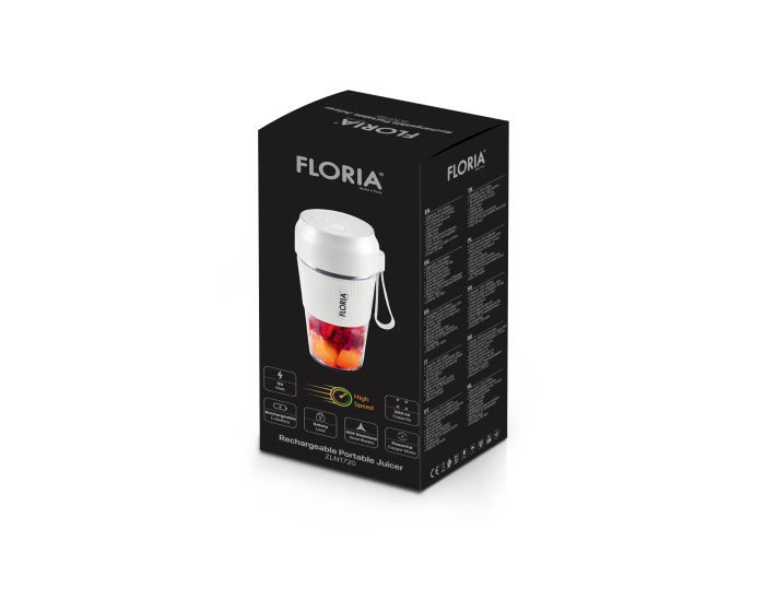 Blender portabil Floria ZLN1720 pentru suc reincarcabil, Capacitate 300 ml, Putere 50W, Lame din otel inoxidabil, Alb [2]