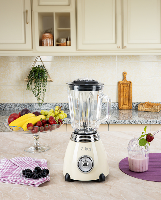 Blender Retro Zilan ZLN1207, putere 500W, capacitate 1.5L, 2 trepte de viteza, functie Pulse, vas din sticla, lame din otel inoxidabil [6]