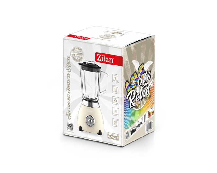 Blender Retro Zilan ZLN1207, putere 500W, capacitate 1.5L, 2 trepte de viteza, functie Pulse, vas din sticla, lame din otel inoxidabil [5]