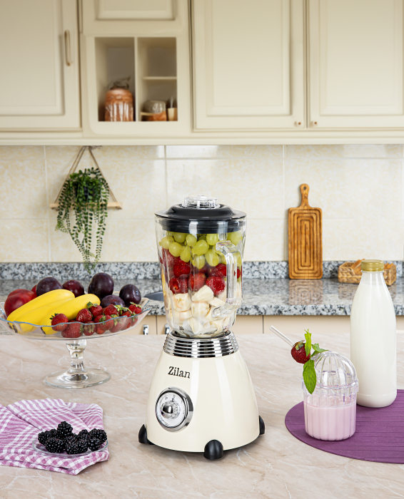 Blender Retro Zilan ZLN1207, putere 500W, capacitate 1.5L, 2 trepte de viteza, functie Pulse, vas din sticla, lame din otel inoxidabil [7]