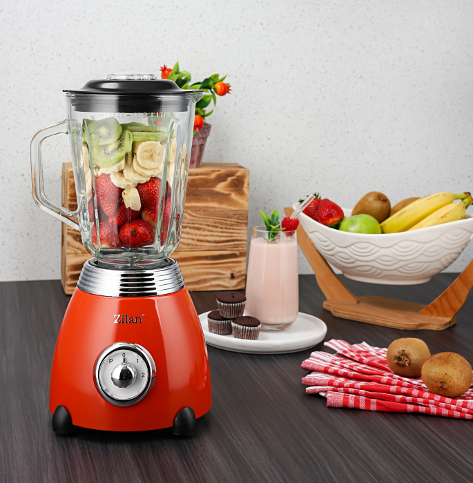 Blender RETRO Zilan ZLN7057 Rosu, capacitate 1.5 L, putere 500W, lame din otel [14]
