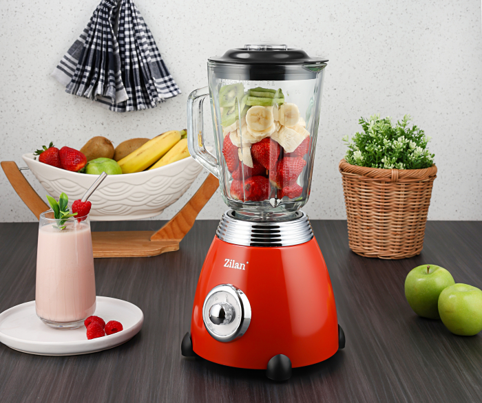 Blender RETRO Zilan ZLN7057 Rosu, capacitate 1.5 L, putere 500W, lame din otel [4]