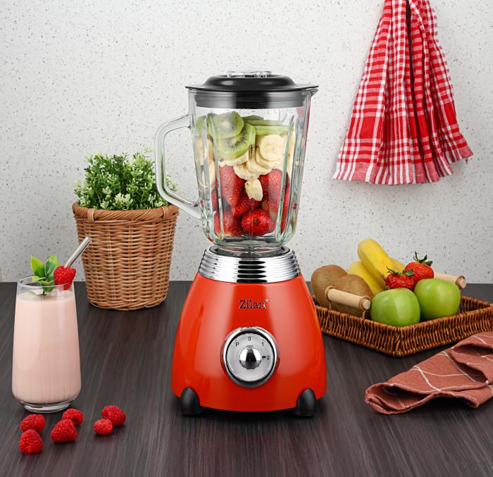 Blender RETRO Zilan ZLN7057 Rosu, capacitate 1.5 L, putere 500W, lame din otel [5]