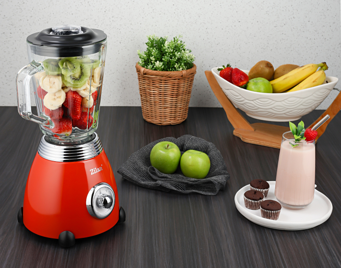 Blender RETRO Zilan ZLN7057 Rosu, capacitate 1.5 L, putere 500W, lame din otel [3]