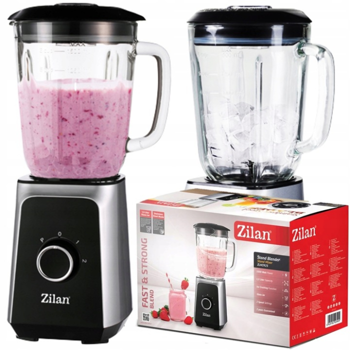 Blender ZILAN ZLN3925, 1.5 l, 2 viteze + Functie impuls, Zdrobire gheata, Vas de sticla, Inox [6]