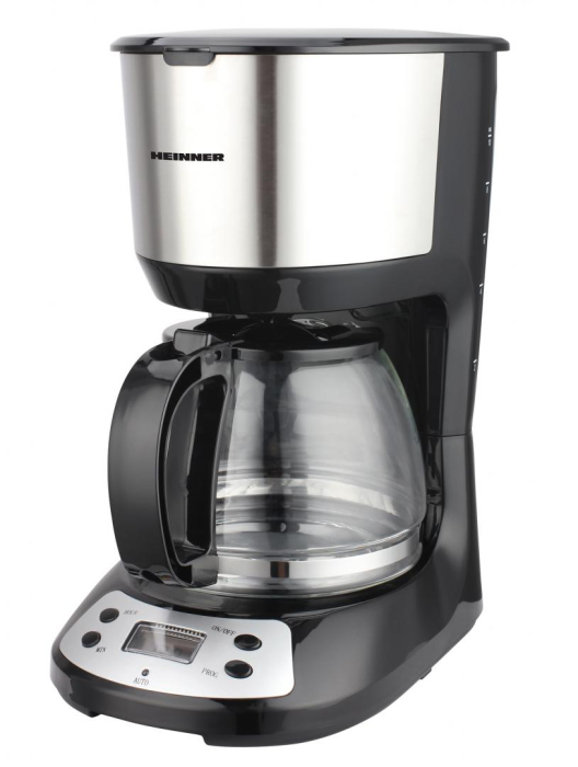 Cafetiera digitala Heinner Silvert Chatt HCM-D750GCSS, LCD, 1.25L, filtru si portfiltru detasabil, filtru din nailon, functie anti-scurgere, oprire automata, functie de mentinere la cald, 750W, negru/ [1]