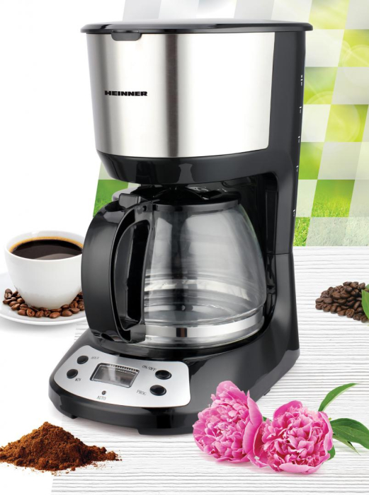 Cafetiera digitala Heinner Silvert Chatt HCM-D750GCSS, LCD, 1.25L, filtru si portfiltru detasabil, filtru din nailon, functie anti-scurgere, oprire automata, functie de mentinere la cald, 750W, negru/ [2]