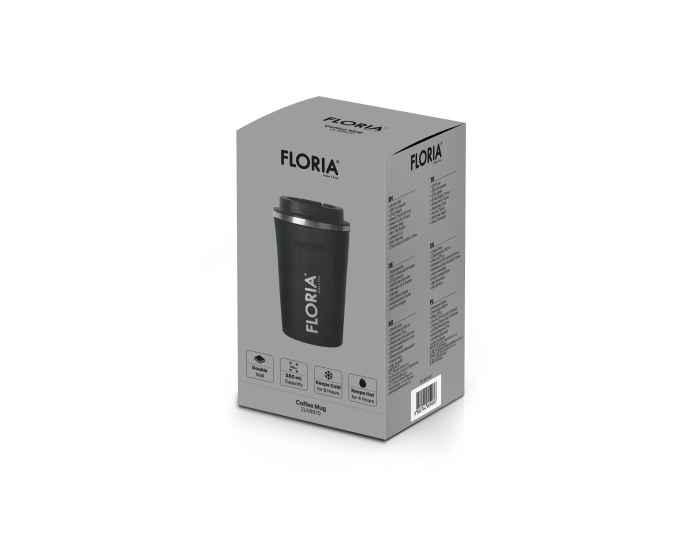 Cana de cafea Floria ZLN9970 tip termos, capacitate 380ml, interior din inox, pereti dublii, gri [2]