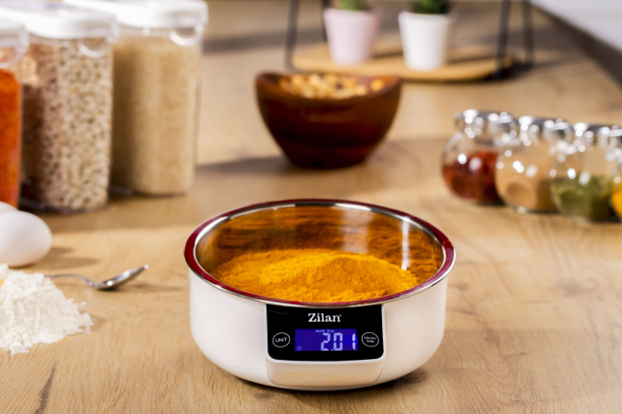 Cantar alimentar Zilan ZLN2977 Alb, ecran digital, bol de 900ml, capacitate maxima de 5 kg [5]