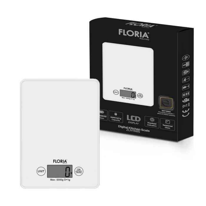 Cantar bucatarie digital Floria ZLN1685, 5 kg, Alb [4]